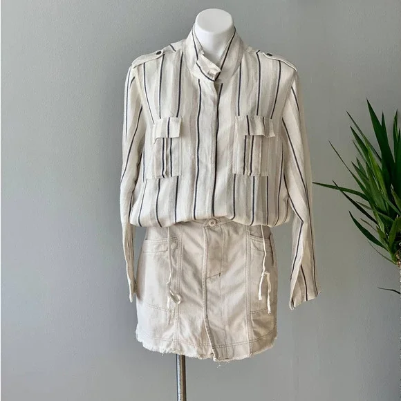 Free People Alpha Utility Raw-Edge Mini Skirt in Tan Size 8 - Picture 2 of 12